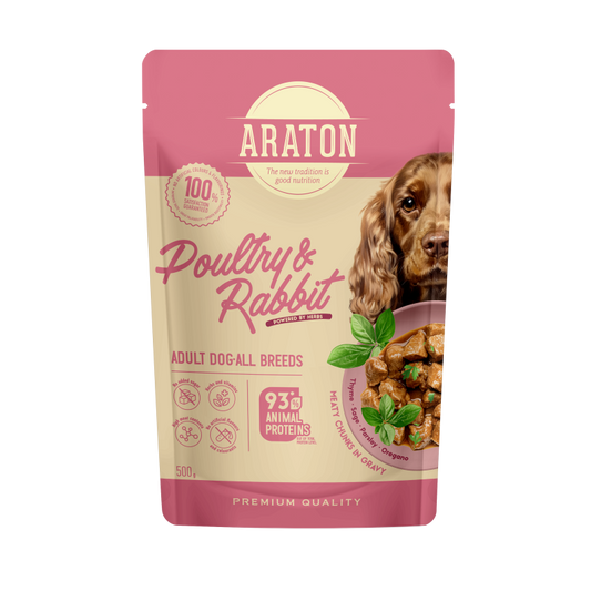 Visų veislių suaugusių šunų šlapias pašaras su paukštiena ir triušiena