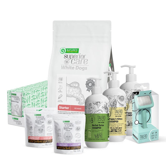 Mažų ir labai mažų veislių šuniukų produktų rinkinys (universalus)