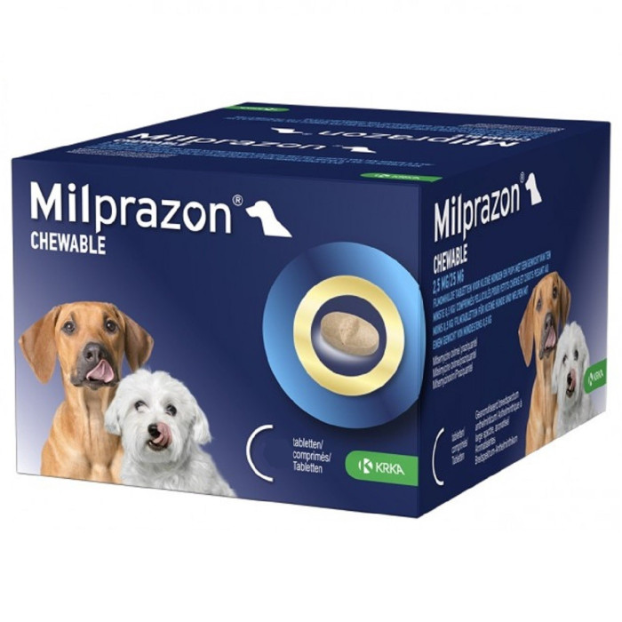 MILPRAZON CHEWABLE plėvele dengtos tabletės nuo kirminų, ne mažiau kaip 0,5 kg sveriantiems šuniukams 