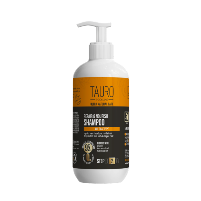 TAURO PRO LINE Ultra Natural Care šampūnas maitinantis šunų ir kačių kailį bei odą 