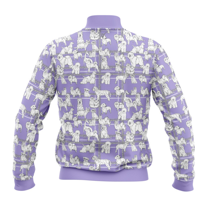 WORLD DOG SHOW džemperis su užtrauktuku, violetinės sp., su šuniukų aplikacijomis 