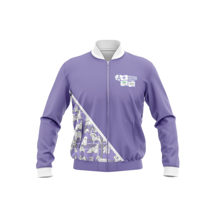 WORLD DOG SHOW džemperis, violetinės sp., su QR kodu 