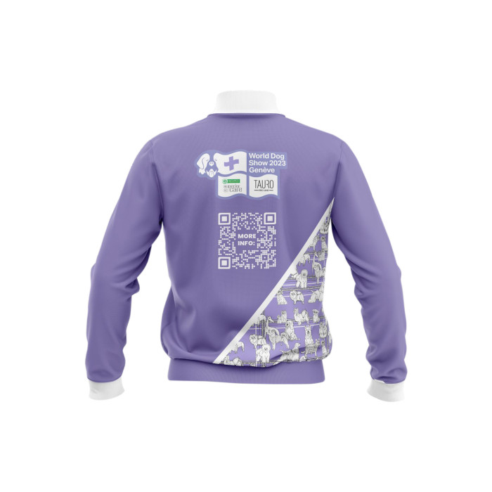 WORLD DOG SHOW džemperis, violetinės sp., su QR kodu 