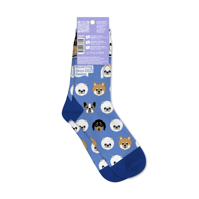 WORLD DOG SHOW kojinės su medvilne ir šuniukų aplikacijomis 