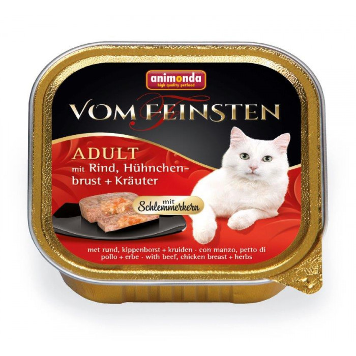 ANIMONDA Vom feinsten schlemmerkern kačių konservuotas pašaras su jautiena, vištienos krūtinėle ir žolelėmis 