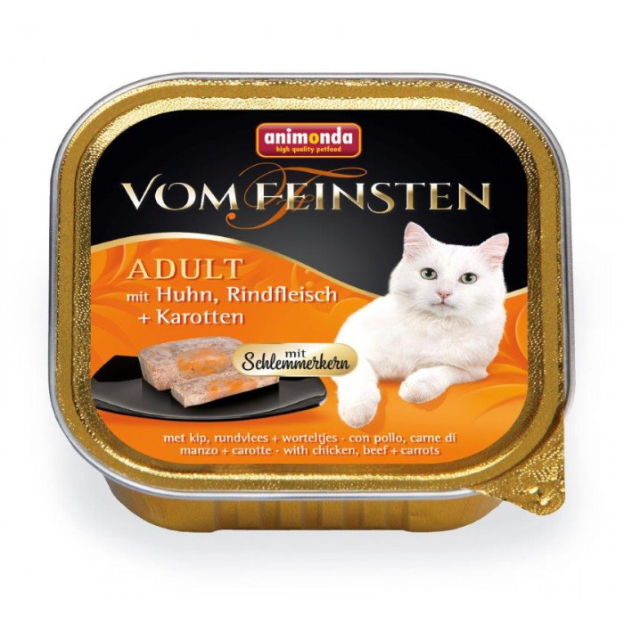 ANIMONDA Vom feinsten schlemmerkern Konservuotas pašaras katėms su vištiena, jautiena ir morkomis 