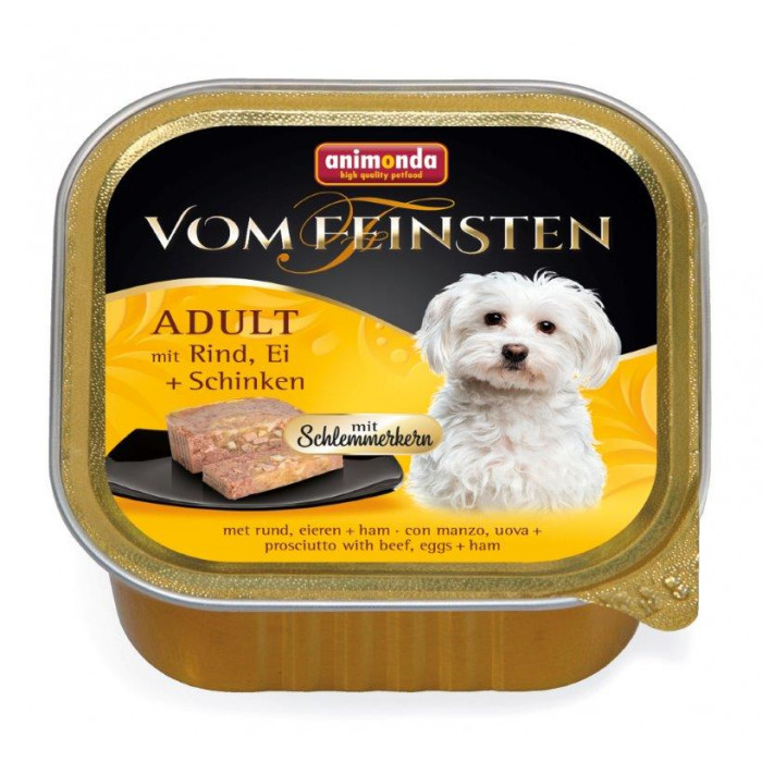 ANIMONDA Vom feinsten schlemmerkern suaugusių šunų konservuotas pašaras su jautiena, kiaušiniais ir kumpiu 