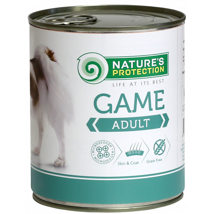 NATURE'S PROTECTION Dog Adult Game su žvėriena Konservuotas pašaras šunims 