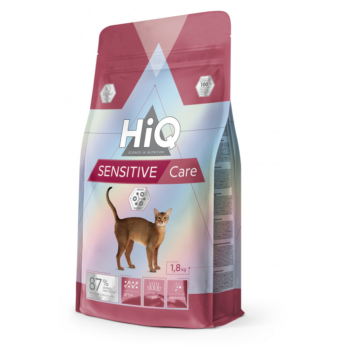 HIQ suaugusių jautrią virškinimo sistemą turinčių kačių sausas pašaras 