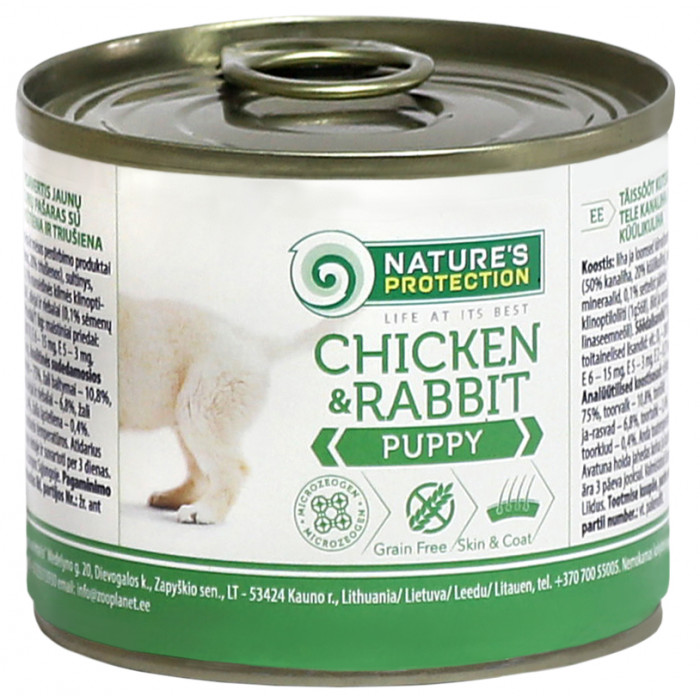 NATURE'S PROTECTION Puppy Chicken&Rabbit Konservuotas pašaras šunims 