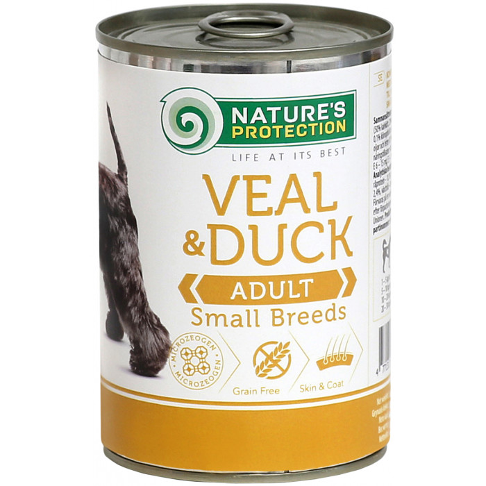 NATURE'S PROTECTION Dog Adult Small Breed Veal and Duck Konservuotas pašaras šunims 