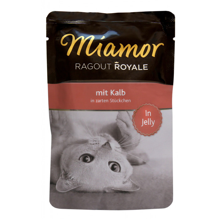 FINNERN MIAMOR Ragout royale suaugusių kačių konservuotas pašaras su veršiena drebučiuose 