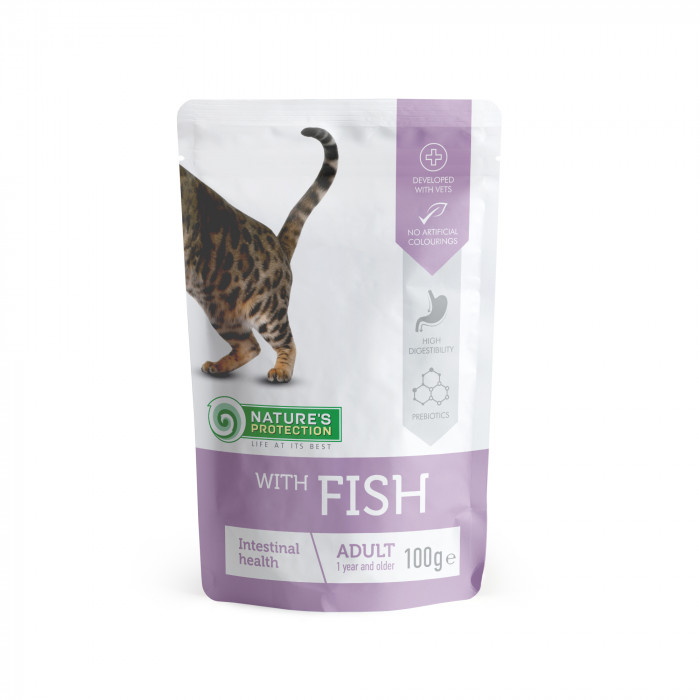NATURE'S PROTECTION Intestinal health kons. pašaras katėms su žuvimis maišelyje, 