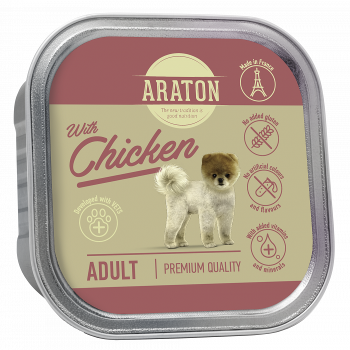 ARATON suaugusių šunų konservuotas pašaras su vištiena 