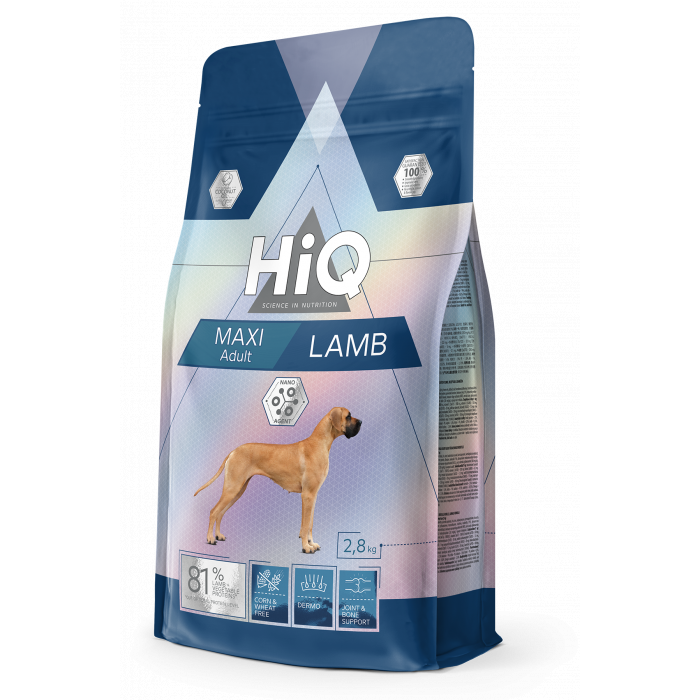 HIQ Maxi Adult Lamb, pašaras su ėriena suaugusiems didelių veislių šunims 