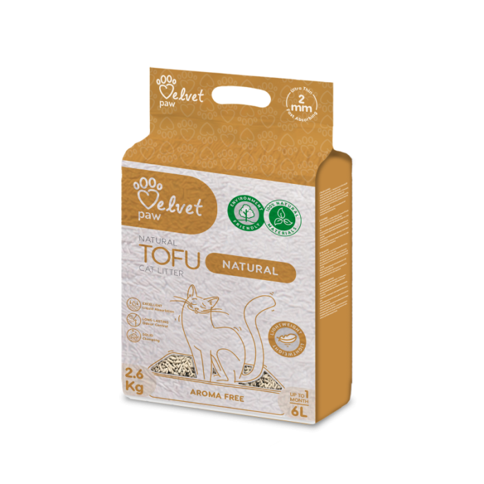 VELVET PAW TOFU kačių kraikas, natūralus, bekvapis 