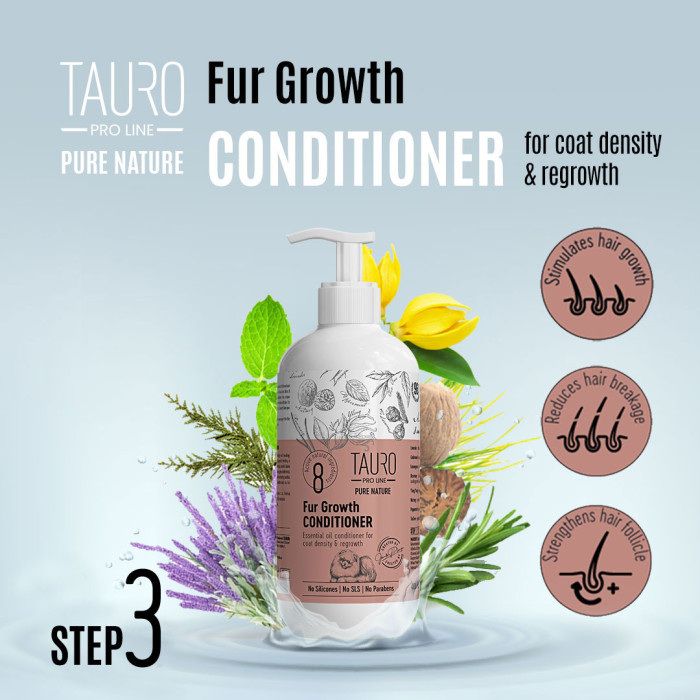 TAURO PRO LINE Pure Nature Fur Growth šunų ir kačių kailio augimą skatinantis kondicionierius 