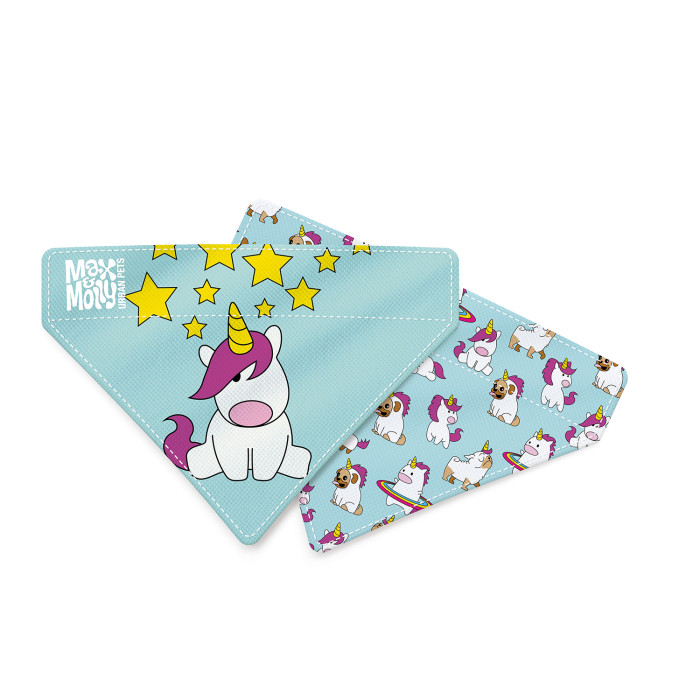 MAX & MOLLY  gyvūnų augintinių skarelė-bandana, su vienaragių aplikacijomis 