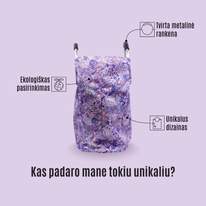 TAURO PRO LINE pirkinių krepšys, talpus, su metaline rankena, išskirtinis dizainas 