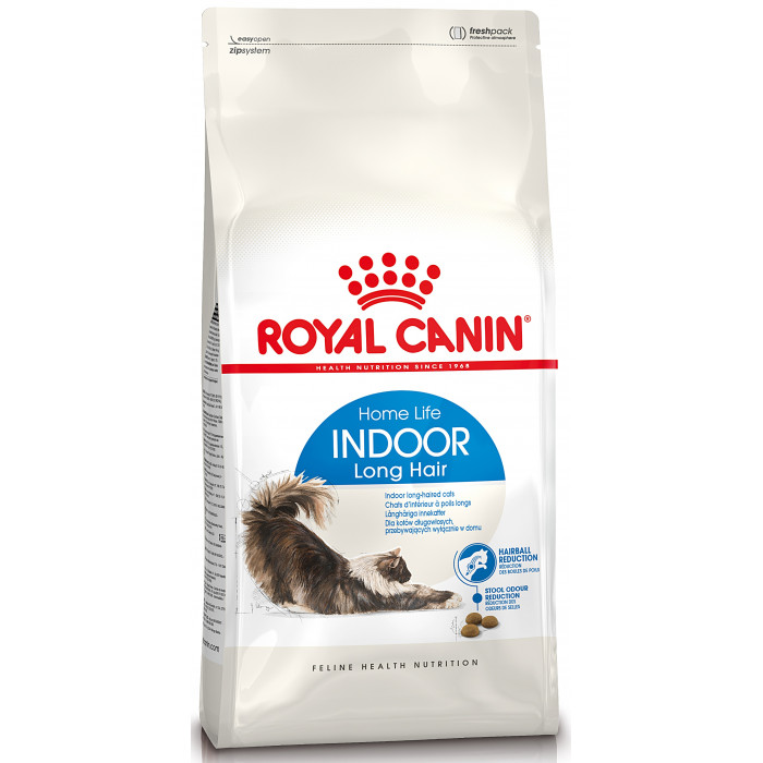 ROYAL CANIN suaugusių, ilgaplaukių, uždarose patalpose gyvenančių kačių sausas pašaras 