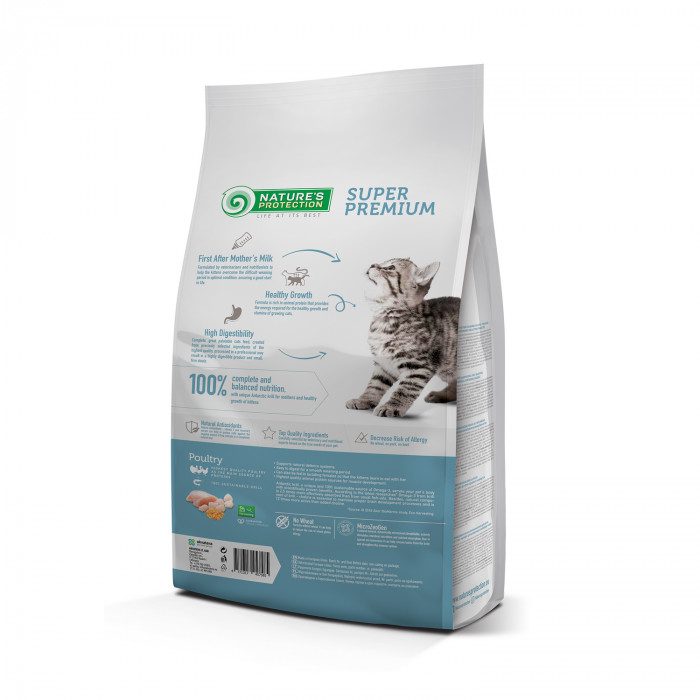 NATURE'S PROTECTION Kitten Up to 1 year Poultry with krill Sausas pašaras katėms 