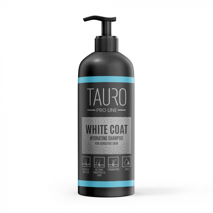 TAURO PRO LINE White Coat, baltakailių šunų ir kačių kailį drėkinantis šampūnas 