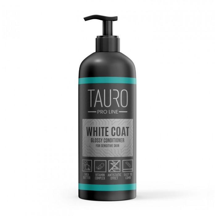 TAURO PRO LINE White Coat, baltakailių šunų ir kačių kailį glotninantis kondicionierius 