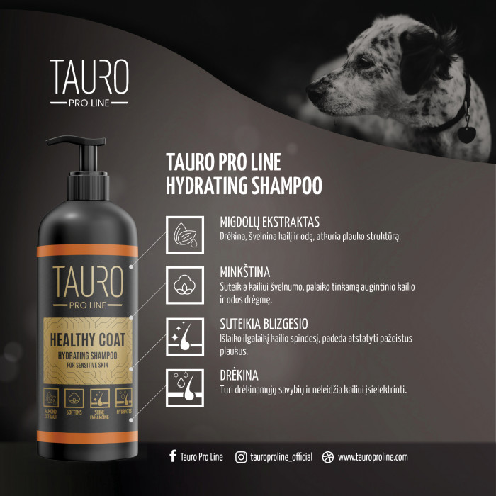 TAURO PRO LINE Healthy Coat, šunų ir kačių kailį drėkinantis šampūnas 