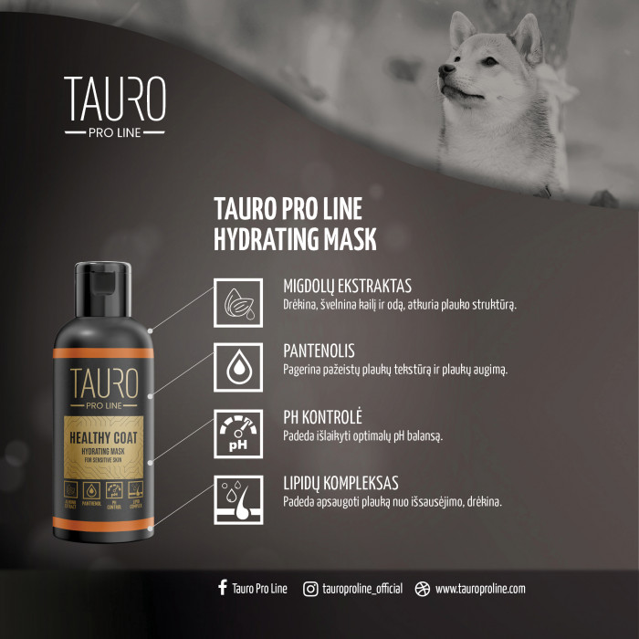 TAURO PRO LINE Healthy Coat, šunų ir kačių kailį drėkinanti kaukė 