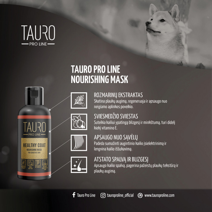 TAURO PRO LINE Healthy Coat, šunų ir kačių kailį maitinanti kaukė 