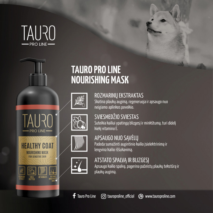 TAURO PRO LINE Healthy Coat Nourishing, kaukė šunims ir katėms 