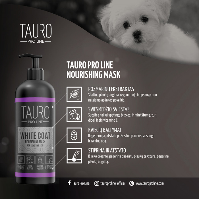 TAURO PRO LINE White Coat Nourishing, kaukė šunims ir katėms 