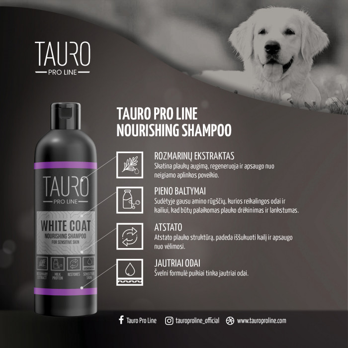 TAURO PRO LINE White Coat Nourishing, šunų ir kačių šampūnas 