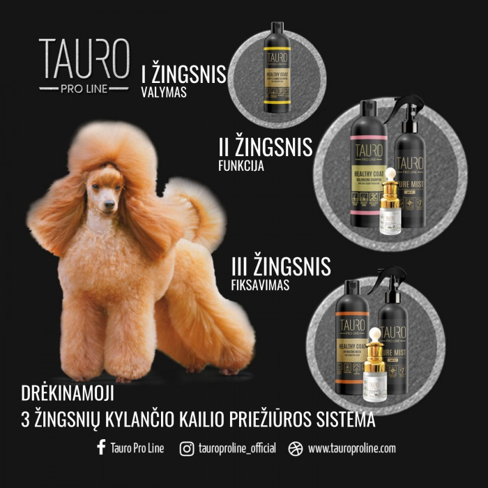 TAURO PRO LINE Healthy Coat, šunų ir kačių šampūnas kailio apimčiai didinti 