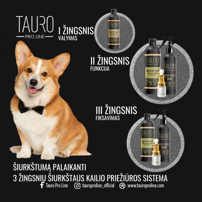 TAURO PRO LINE Healthy Coat, šunų ir kačių šampūnas šiurkščiam kailiui 