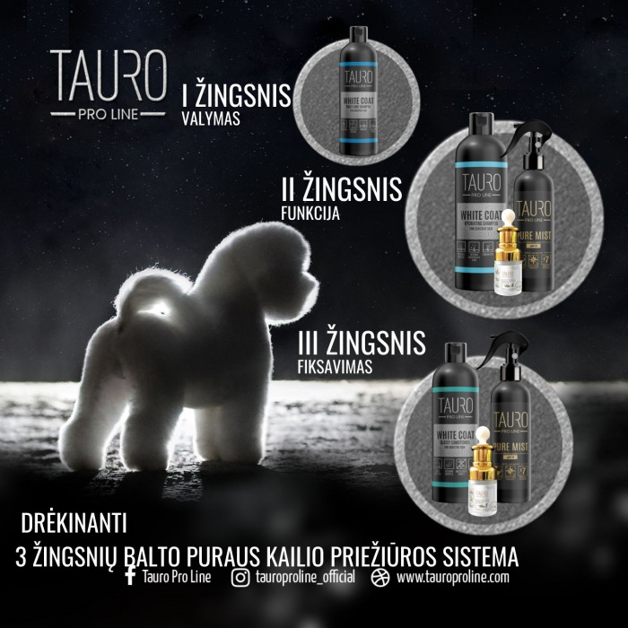 TAURO PRO LINE White Coat hydrating, šunų ir kačių šampūnas 