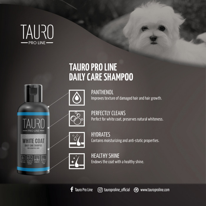 TAURO PRO LINE White Coat Daily Care Shampoo, šampūnas šunims ir katėms 