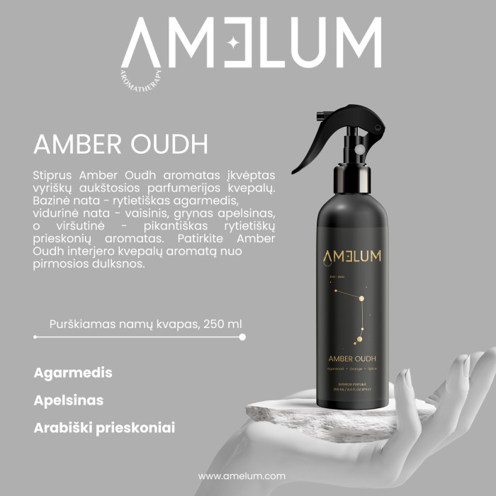 AMELUM Amber Oudh purškiamas namų kvapas 
