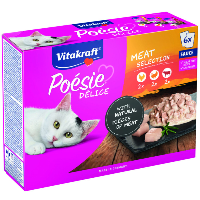 VITAKRAFT POESIE DELICE multipack suaugusių kačių konservuotas pašaras su mėsa 
