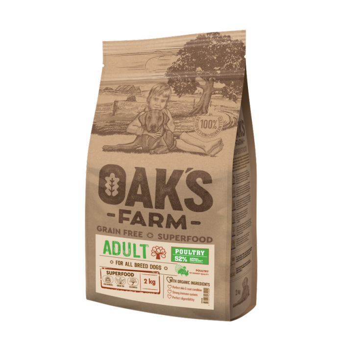 OAK'S FARM suaugusių visų veislių šunų sausas pašaras su paukštiena 