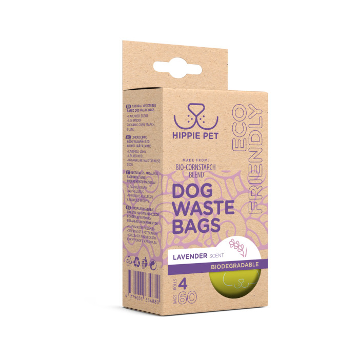 HIPPIE PET Biologiškai suyrantys šunų ekskrementų maišeliai 