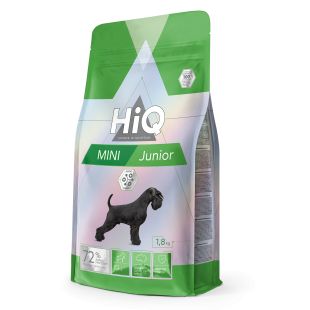 HIQ mažų veislių jaunų šunų sausas pašaras su paukštiena 1.8 kg x 4