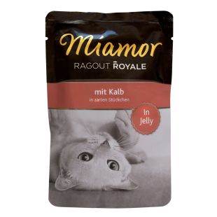 FINNERN MIAMOR Ragout royale suaugusių kačių konservuotas pašaras su veršiena drebučiuose 100 g x 22