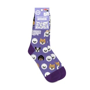 WORLD DOG SHOW kojinės su medvilne ir šuniukų aplikacijomis violetinės sp., su šuniukų aplikacijomis, 36-40 dydis
