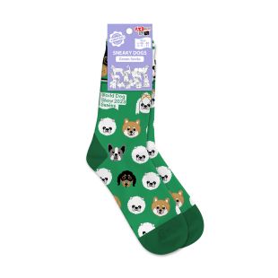 WORLD DOG SHOW kojinės su medvilne ir šuniukų aplikacijomis žalios sp., su šuniukų aplikacijomis, 36-40 dydis