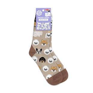 WORLD DOG SHOW kojinės su medvilne ir šuniukų aplikacijomis rudos sp., su šuniukų aplikacijomis, 36-40 dydis