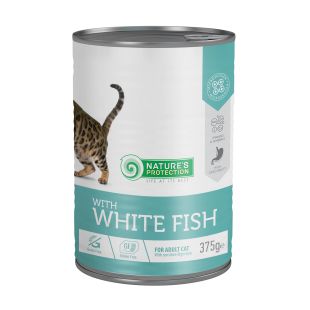 NATURE'S PROTECTION suaugusių kačių konservuotas pašaras su balta žuvimi 375 g