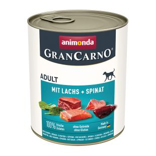 ANIMONDA GRANCARNO suaugusių šunų konservai su lašiša ir špinatais 800 g