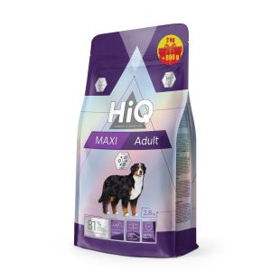 HIQ didelių veislių suaugusių šunų sausas pašaras su paukštiena 2kg + 800g