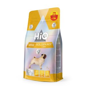 HIQ mažų veislių senstančių šunų sausas pašaras su paukštiena 5kg + 2kg
